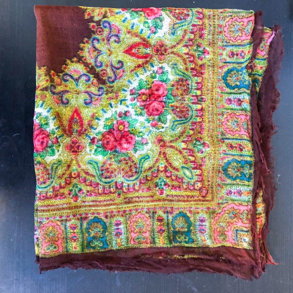 🌟 3/$20 Vintage Hand Printed Glentex Wool Scarf